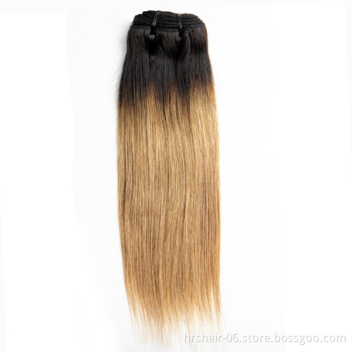 Factory Wholesale Cuticle Aligned T1b/27 Color Brazilian Straight Wave Virgin Hair Bundles With Closure